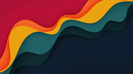 Abstract papercut background colorful wavy shape cutout design vector