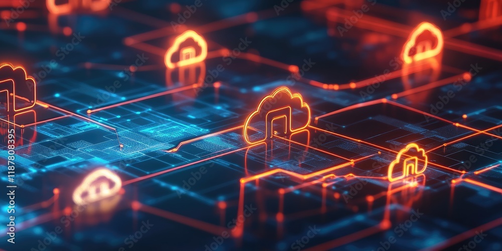 Aufkleber A cloud security framework illustrated with cloud symbols, security measures, and data flow diagrams.