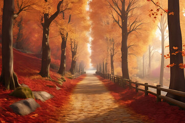 Enchanting Autumn Forest Path | Generated by A.I
