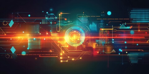 An abstract background with glowing lines and nodes linking business icons and data points, highlighting online communication.