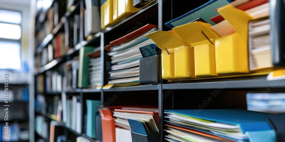 Fototapete a corporate professional organizes both digital and physical files in an efficient workspace, mainta