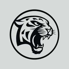 Angry Roaring Jaguar minimalist logo vector illustration