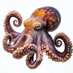 Obraz premium giant pacific octopus swimming through white background