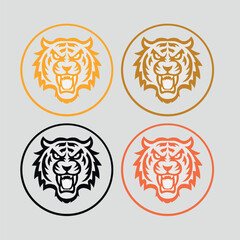 Angry Roaring Tiger minimalist logo vector illustration
