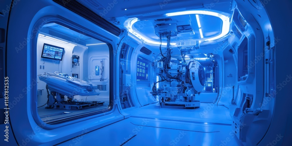 Fototapete an advanced cybernetics laboratory housing sophisticated robotic prototypes where scientists explore