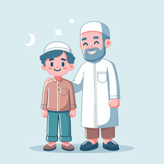 vector image of a Muslim family