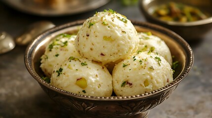 Bengali Mithai Kacha Gola served in a bowl