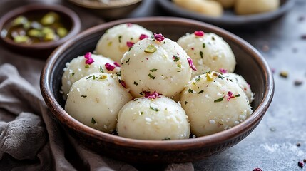 Bengali Mithai Kacha Gola served in a bowl