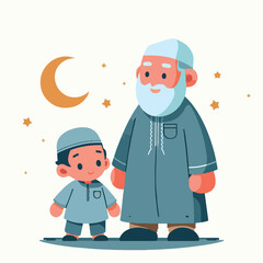 vector image of a Muslim family