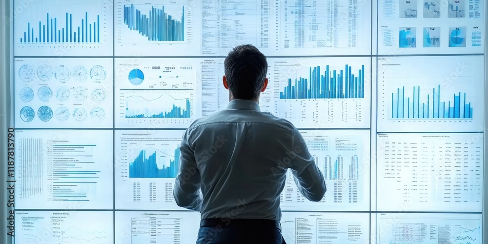 Poster a corporate strategist brainstorming new initiatives, utilizing a large whiteboard filled with chart