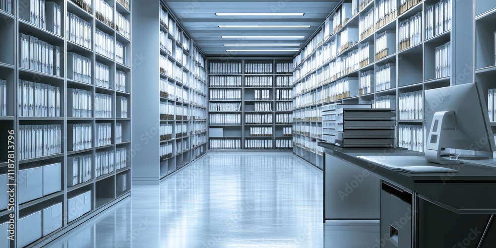 Fototapete An advanced document analysis room featuring AI-driven tools that meticulously examine digital records.