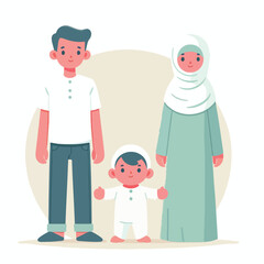 vector image of a Muslim family