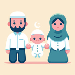 vector image of a Muslim family