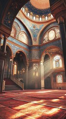 Obraz premium Ramadan Post Background Mosque Wallpaper