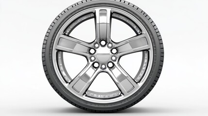 Sleek Chrome Alloy Wheel and Tire Design