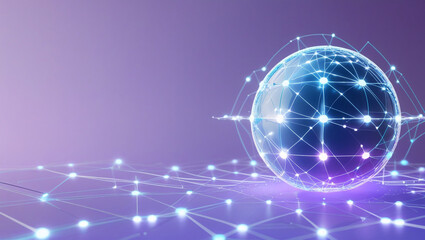 Obraz premium Witness the glowing AI network sphere that shines with technological brilliance.