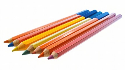 Fototapeta premium Colorful Pencils Arranged in a Straight Line on a White Background