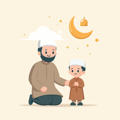 vector image of a Muslim family