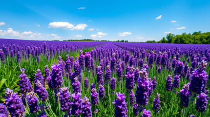 Naklejka premium Blooming Lavender Field in Summer