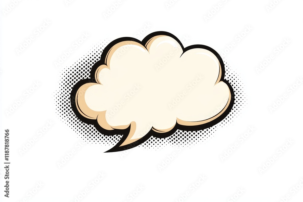 Poster retro comic speech bubble with halftone background.