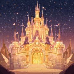 Obraz premium Majestic Fairy Tale Castle at Night