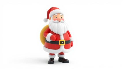 3D rendering Santa Claus icon in cartoon minimal style illustration isolated on white background, 3D, illustration, minimal