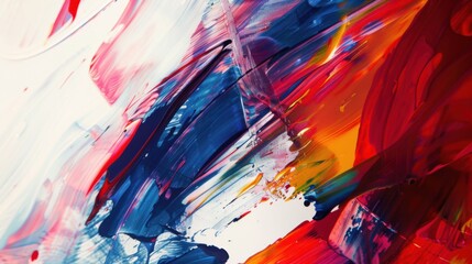 a dynamic abstract symphony of color and form, white space in the center of the page for text, bold brushstrokes and vibrant hues creating a visual crescendo