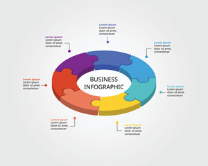 Jigsaw template with number for infographic for presentation for 7 element