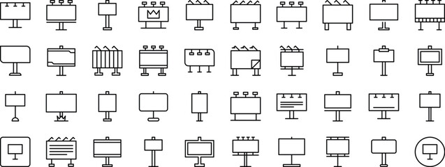 Street Banner Line Icon Pack. Outline Signs for Graphic and Web Design, Apps, Adverts, Various Cards