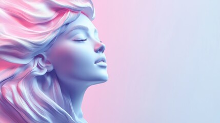 Serene Sculpted Woman: A Pastel Dream in 3D Art