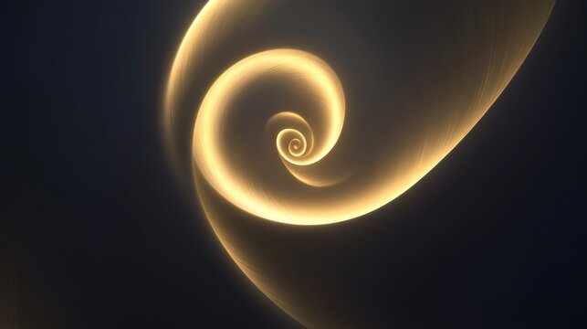 Minimalistic golden light spiral, transparent dark background, clean curved beam effect, soft radiant glow, elegant light trail, photorealistic lighting, subtle ambient illumination, high contrast