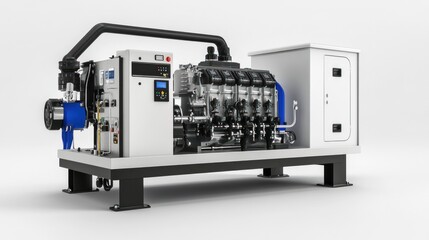 Compact and powerful diesel generator, showcasing its industrial design and controls, placed on a clean white background