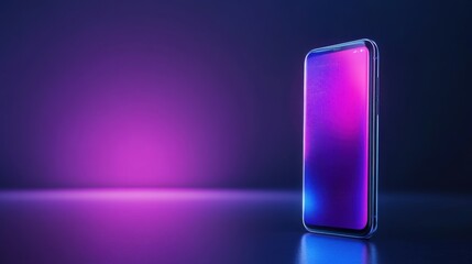 Modern smartphone with vibrant purple and blue gradient background showcasing sleek design and advanced technology
