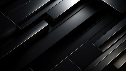 Abstract Dark Geometric Background:  Interlocking Black Rectangles and Shadows
