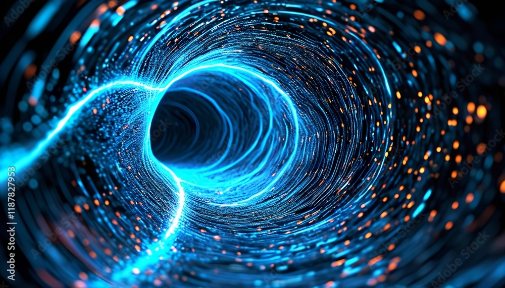 Poster exploring a digital vortex virtual reality space 3d animation futuristic environment abstract concep