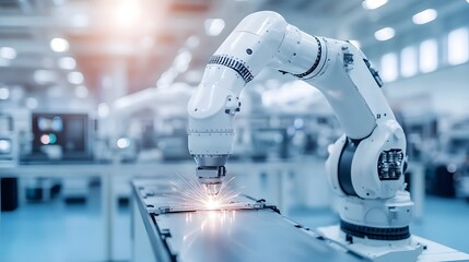 Industrial Robot Arm Performing Precision Laser Welding