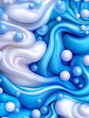 Swirling Blue Foam and Bubbles Abstract Background