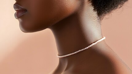 A woman with a necklace around her neck