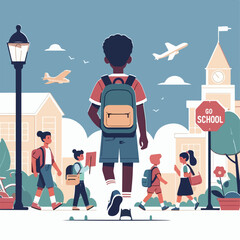 vector image of school children