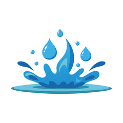 Water droplets splash isolated flat vector illustration on white background