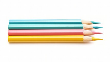 Fototapeta premium Set of Colorful Pencils Isolated on White Background for Artists