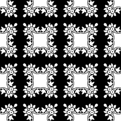 Beautiful floral pattern in vintage folk style. Hand-drawn flowers, leaves, berries on a dark background. Creative botanical backdrop for prints, wallpapers, fabrics