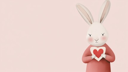 Fototapeta premium Pastel watercolor bunny with heart-shaped box for easter cards and posters