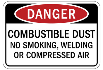No smoking sign combustible dust. No smoking, welding or compressed air