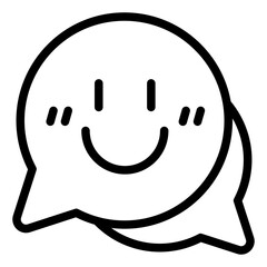 Smiling speech bubble outline icon symbolizing positivity communication