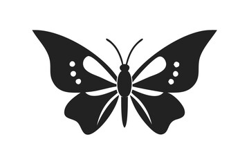 Elegant black silhouette of a butterfly.