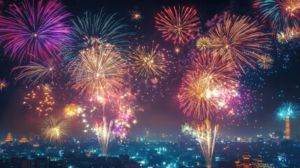 Traditional Chinese New Year Fireworks Display