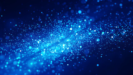 Obraz premium a blue background with a lot of small bubbles of light on it and a blurry image of a blue background, Évariste Vital Luminais, light and space, particles, a hologram