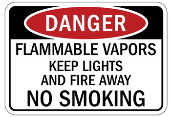 Obraz premium No smoking sign flammable vapors. Keep lights and fire away