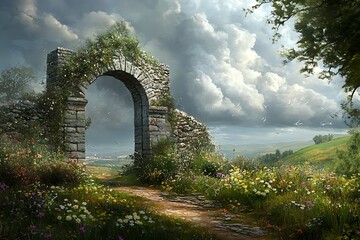 arch bridge over the river